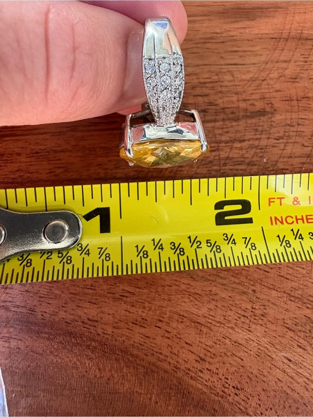 Yellow Oval Gemstone Cocktail Ring - Size 7.5